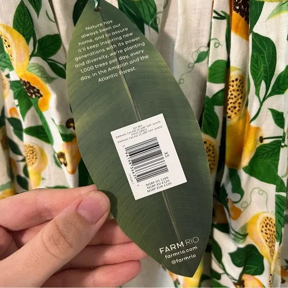 NWT Farm Rio Linen Papaya Salad Scarf Print Maxi Dress, Size XS - Picture 6 of 10